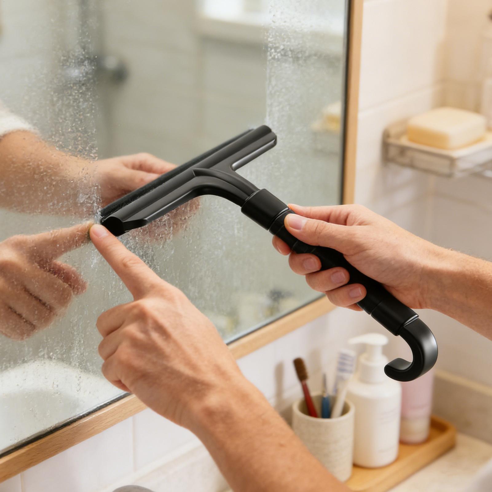 Glass Cleaner Streak - ممسحة زجاج الحمام مع خطاف لإزالة