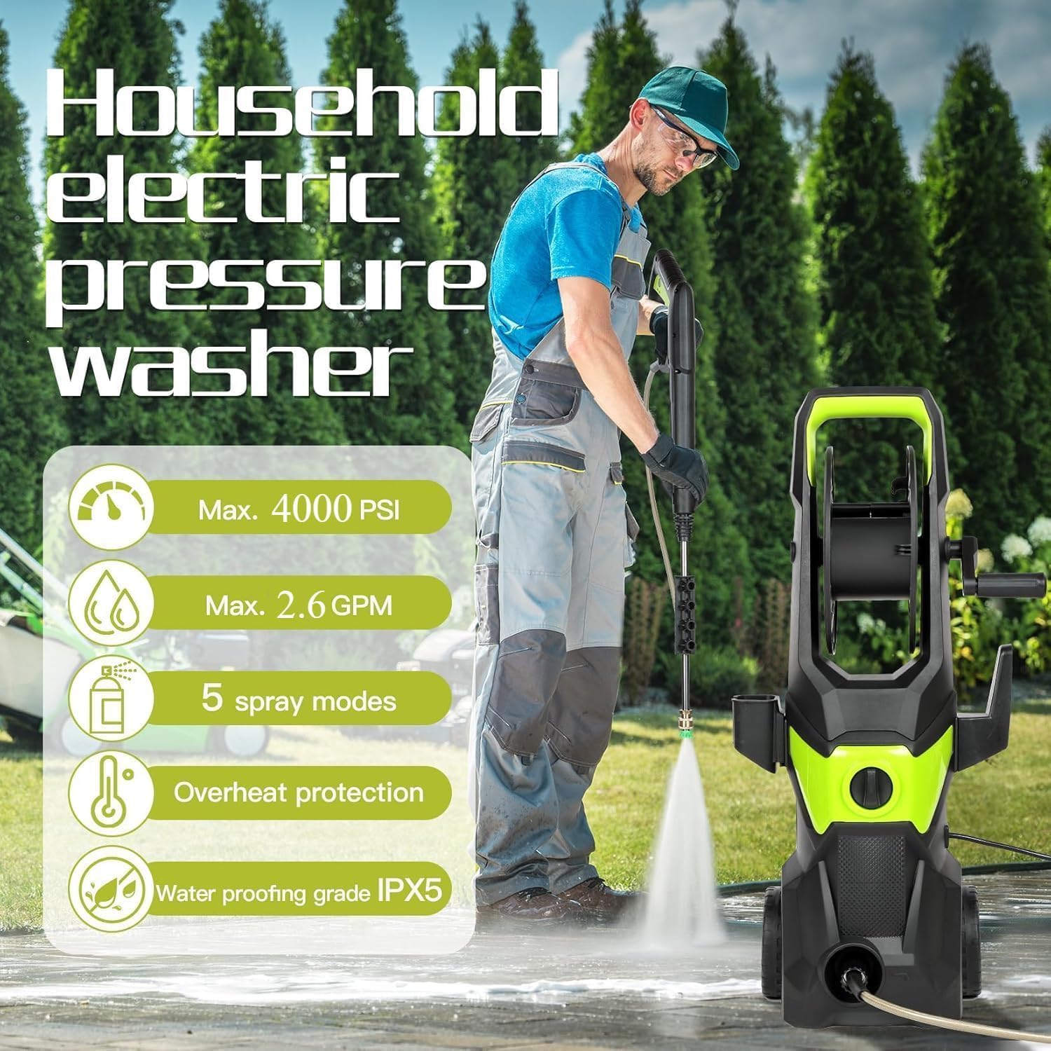 غسالة ضغط كهربائية 4000 رطل لك - مراجعة Pressure Washer Foam Gun وسعره